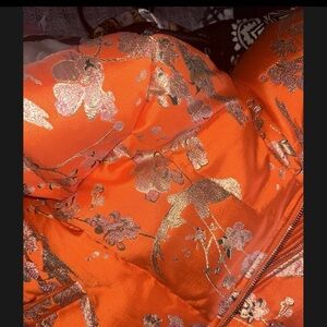 AKIRA Orange Floral Puffer Jacket
